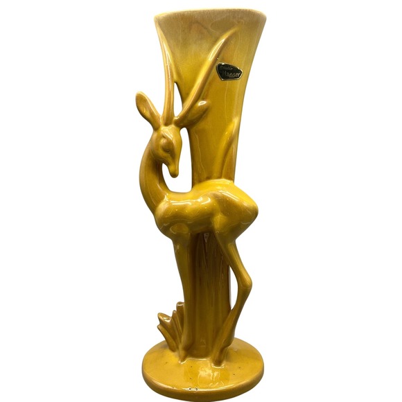 Vintage Royal Haeger Gazelle Vase Mid Century Sunset Yellow 1953 Studio Haeger - Picture 1 of 10